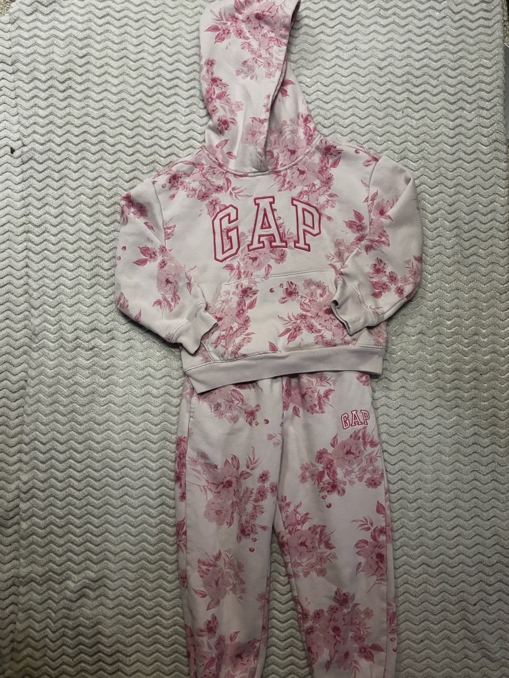 GAP Floral Pink Hooded Sweatshirt & Jogger Pajama Set